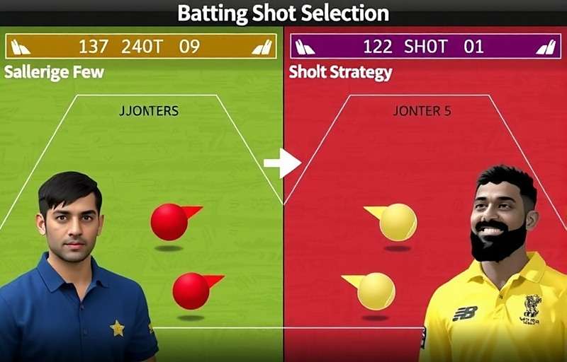 Cricket Legends from India batting strategy guide showing shot selection with Cricket Legends from India watermark
