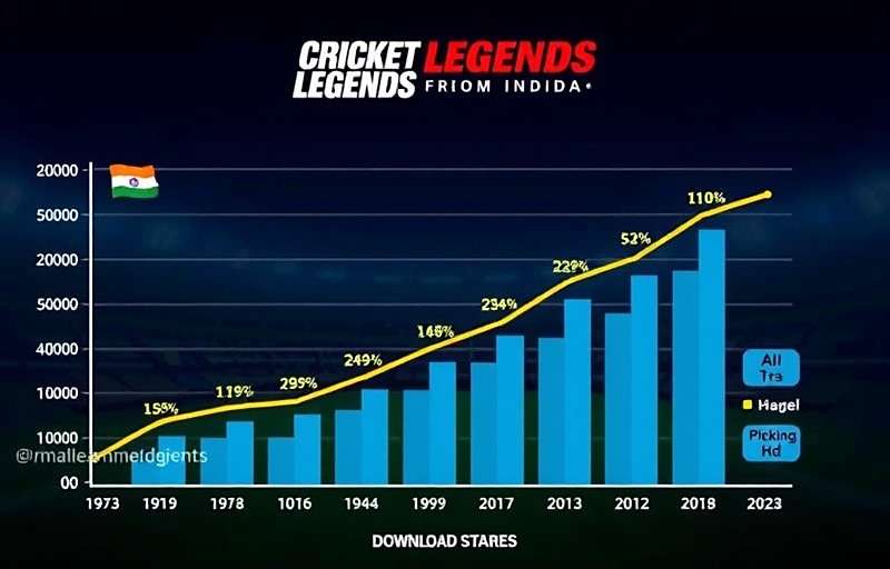 Cricket Legends from India download statistics graph showing growth in India with Cricket Legends from India watermark